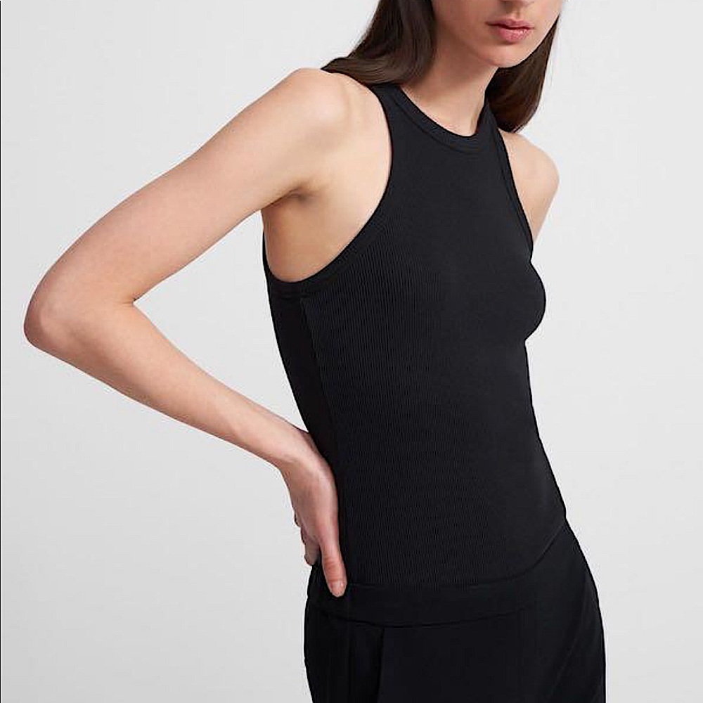 🆕 ZARA Ribbed Tank Top in Black SZ XL